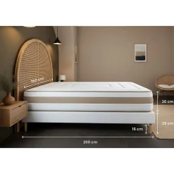 Marmottes & Co Pack sommier tapissier matelas Ressorts ensachés et mémoire de forme avec couette et oreillers* Ensemble Sommier Et Matelas