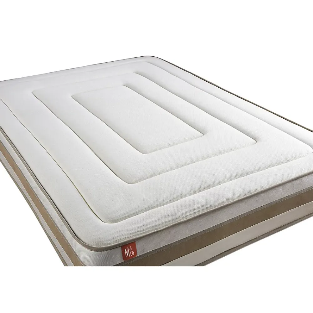 Marmottes & Co Pack sommier tapissier matelas Ressorts ensachés et mémoire de forme avec couette et oreillers* Ensemble Sommier Et Matelas