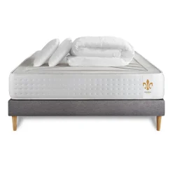 Pack sommier tapissier matelas Ressorts ensachés et mémoire de forme avec couette et oreillers>Litier Deluxe