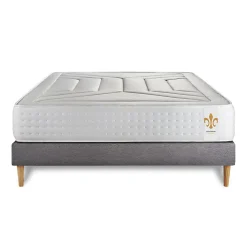 Pack sommier tapissier matelas Ressorts ensachés et mémoire de forme avec couette et oreillers><noscript><img width=