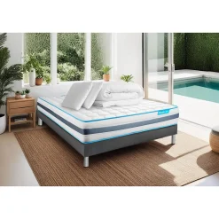 Bodycare Pack sommier tapissier matelas Ressorts ensachés avec couette et oreillers* Ensemble Sommier Et Matelas