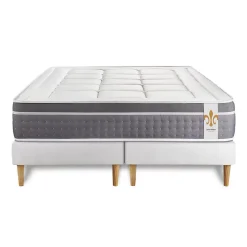 Litier Deluxe Pack sommier tapissier matelas Ressorts ensachés et mémoire de forme avec couette et oreillers* Ensemble Sommier Et Matelas