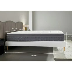 Litier Deluxe Pack sommier tapissier matelas Ressorts ensachés et mémoire de forme avec couette et oreillers* Ensemble Sommier Et Matelas