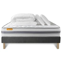 Pack sommier tapissier matelas Ressorts ensachés et mémoire de forme avec couette et oreillers>Sept Nuits Clearance