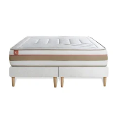 Marmottes & Co Pack sommier tapissier matelas Ressorts ensachés et mémoire de forme avec couette et oreillers* Ensemble Sommier Et Matelas