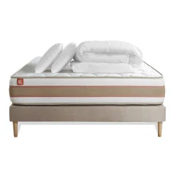 Pack sommier tapissier matelas Ressorts ensachés et mémoire de forme avec couette et oreillers>Marmottes & Co Sale