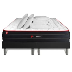 Pack sommier tapissier matelas Ressorts ensachés et mémoire de forme avec couette et oreillers>Somness Outlet