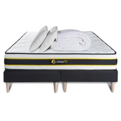 Sleepfit Pack sommier tapissier matelas Ressorts ensachés et mémoire de forme avec couette et oreillers* Ensemble Sommier Et Matelas