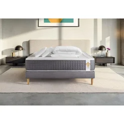 Litier Deluxe Pack sommier tapissier matelas Ressorts ensachés et mémoire de forme avec couette et oreillers* Ensemble Sommier Et Matelas