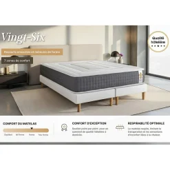 Litier Deluxe Pack sommier tapissier matelas Ressorts ensachés et mémoire de forme avec couette et oreillers* Ensemble Sommier Et Matelas