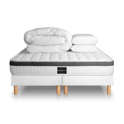 Prestige Literie Pack sommier tapissier matelas Mémoire de forme avec couette et oreillers* Ensemble Sommier Et Matelas