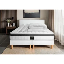 Prestige Literie Pack sommier tapissier matelas Mémoire de forme avec couette et oreillers* Ensemble Sommier Et Matelas