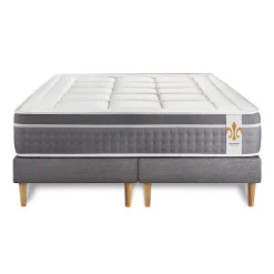 Pack sommier tapissier matelas Ressorts ensachés et mémoire de forme avec couette et oreillers><noscript><img width=