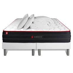 Somness Pack sommier tapissier matelas Ressorts ensachés et mémoire de forme avec couette et oreillers* Ensemble Sommier Et Matelas