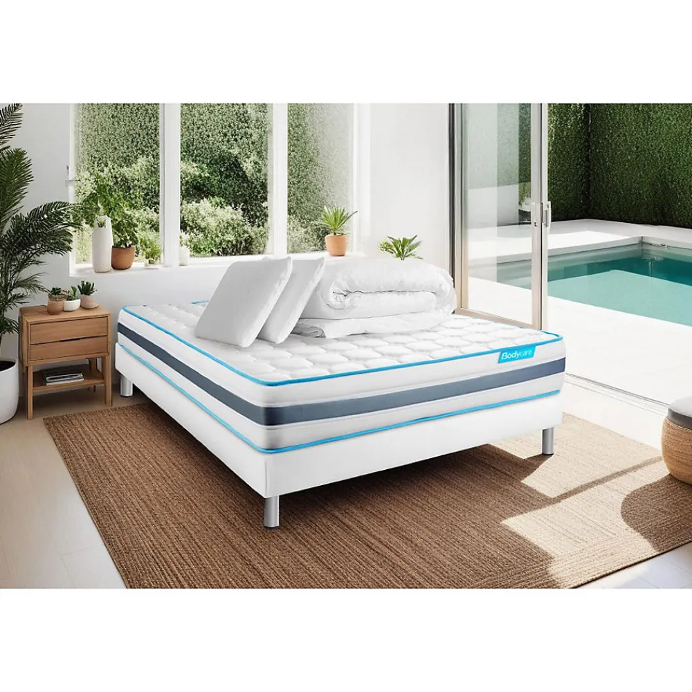Pack sommier tapissier matelas Ressorts ensachés avec couette et oreillers>Bodycare Sale