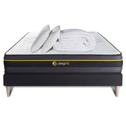 Sleepfit Pack sommier tapissier matelas Mémoire de forme avec couette et oreillers* Ensemble Sommier Et Matelas