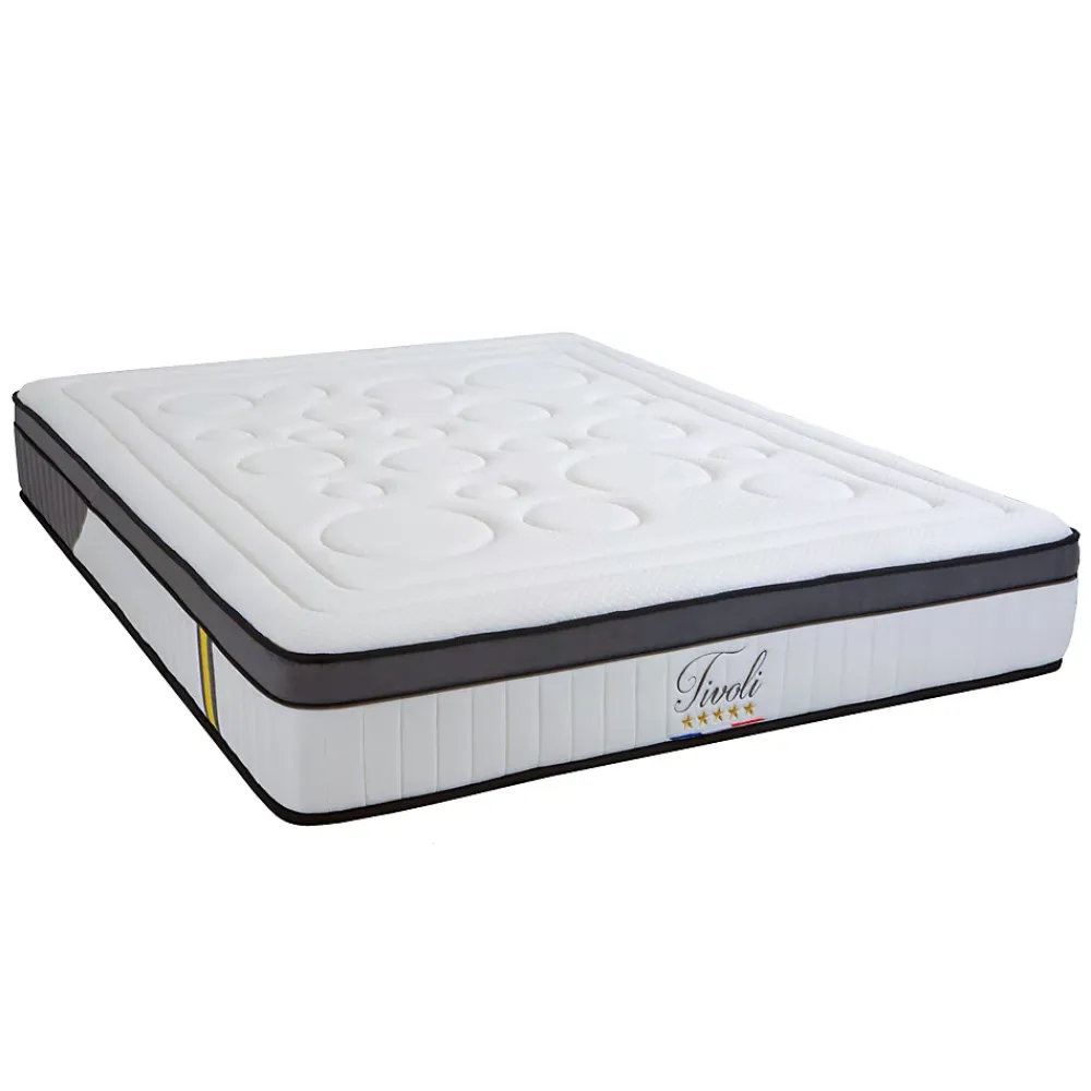 Bellecour Pack Tivoli 160x200 cm Matelas Mousse + Sommier Bois + Protège matelas anti punaise* Ensemble Sommier Et Matelas