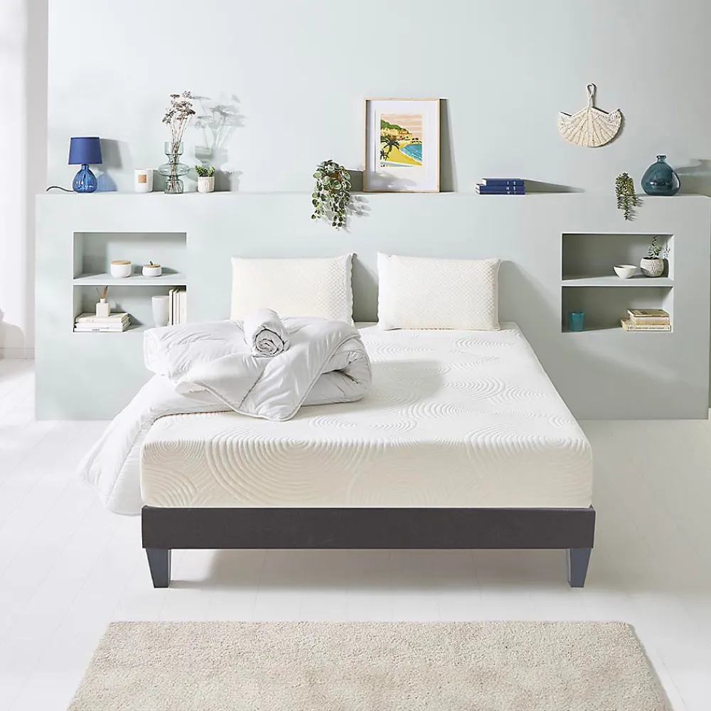 Pack Vosges 90x190 cm Matelas Mousse Haute Densité + Sommier Bois + Accessoires>Bellecour Outlet