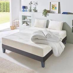 Pack Vosges 90x190 cm Matelas Mousse Haute Densité + Sommier Bois + Accessoires><noscript><img width=