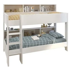 Lit enfant superpose contemporain decor chene brooklyn et blanc - l 90 x L 200 cm - JIM>Parisot Sale