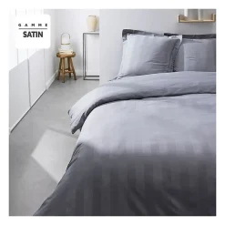 Todays Tools Parrure de lit TODAY Prestige - 220 x 240 cm - 2 personnes - 100% Satin de coton - Acier* Parure De Lit