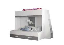Abiks Meble PARTY 17 Lit superposé 247/165/135 (blanc/gris)*Enfant Lit Enfant