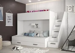 PARTY 16 Lit superposé 247/165/135 (blanc/blanc/gris)>Abiks Meble Clearance