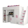 PARTY 14 Lit superposé 247/165/120 (blanc/blanc/rose)>Abiks Meble Outlet
