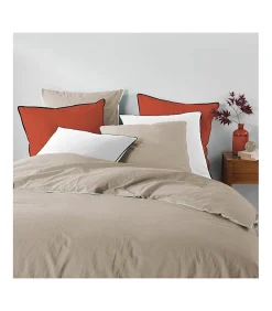 Douceur D'Intérieur PARURE 3 P. 240 x 220 CM COTON LAVE UNI 57 FILS LINETTE LIN - 220x240cm - Lin* Parure De Lit