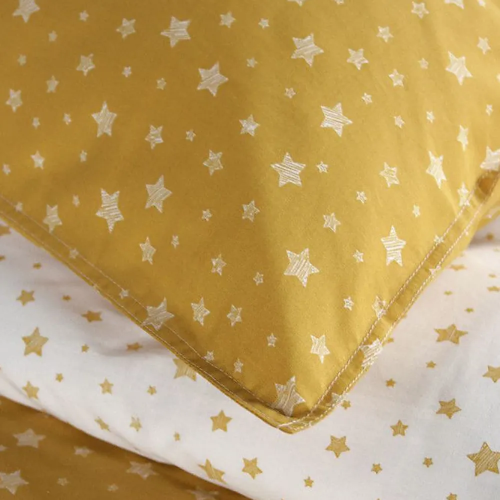 Today Parure de couette 140 x 200 "Happy Stella" Réversible 100% Coton / 57 Fils/cm² - Jaune* Housse De Couette