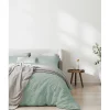 Sleep Retreat Parure de couette "Drift" pur coton teint lavé 57 fils/cm² toutes dimensions - Vert - Parure de couette 240 x 220 cm + 2 Taies d'o* Parure De Lit