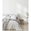 Parure de couette "Drift" pur coton teint lavé 57 fils/cm² toutes dimensions - Blanc - Parure de couette 240 x 220 cm + 2 Taies d'>Sleep Retreat New