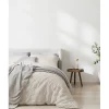 Parure de couette "Drift" pur coton teint lavé 57 fils/cm² toutes dimensions - Ecru - Parure de couette 260 x 240 cm + 2 Taies d'o>Sleep Retreat Outlet