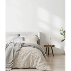 Parure de couette "Drift" pur coton teint lavé 57 fils/cm² toutes dimensions - Ecru - Parure de couette 260 x 240 cm + 2 Taies d'o>Sleep Retreat Outlet