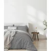 Sleep Retreat Parure de couette "Drift" pur coton teint lavé 57 fils/cm² toutes dimensions - Gris clair - Parure de couette 240 x 220 cm + 2 Tai* Parure De Lit