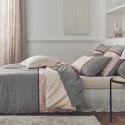 Parure de couette en percale esprit graphique (140x200 cm - Beige foncé)>Tradilinge Outlet