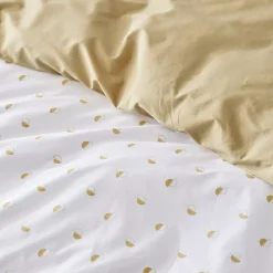 Tradilinge Parure de couette en percale de coton au style géométrique (200x200 cm - Beige)* Parure De Lit