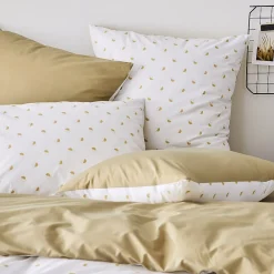 Tradilinge Parure de couette en percale de coton au style géométrique (200x200 cm - Beige)* Parure De Lit