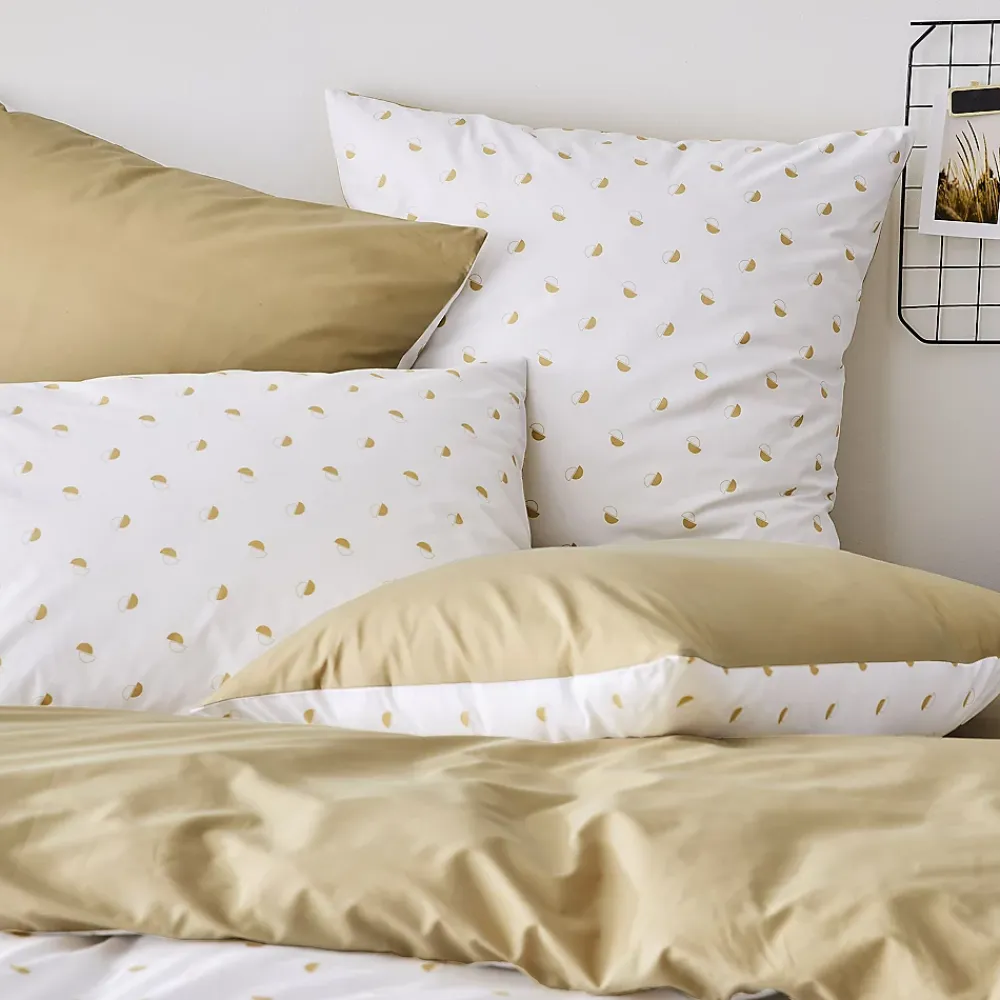 Tradilinge Parure de couette en percale de coton au style géométrique (200x200 cm - Beige)* Parure De Lit