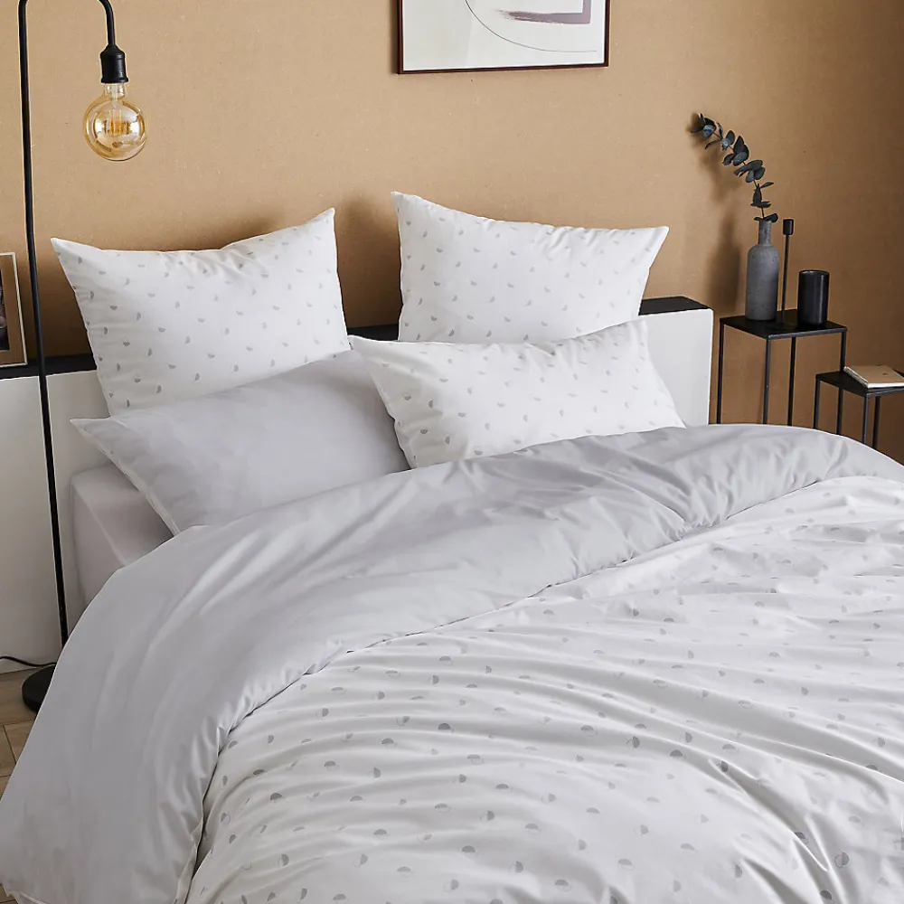 Parure de couette en percale de coton au style géométrique (200x200 cm - Gris clair)>Tradilinge Clearance