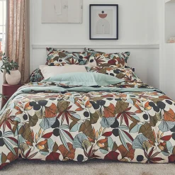 Tradilinge Parure de couette en percale de coton esprit nature (240x220 cm - Vert)* Parure De Lit