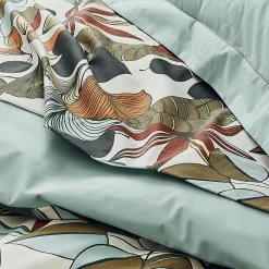 Tradilinge Parure de couette en percale de coton esprit nature (240x220 cm - Vert)* Parure De Lit