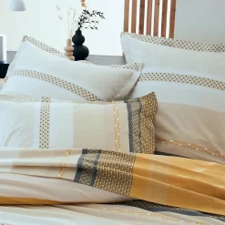 Tradilinge Parure de couette en percale de coton au style ethnique chic (240x220 cm - Jaune)* Parure De Lit