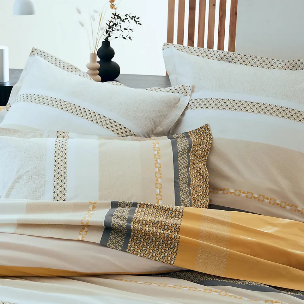 Tradilinge Parure de couette en percale de coton au style ethnique chic (240x220 cm - Jaune)* Parure De Lit
