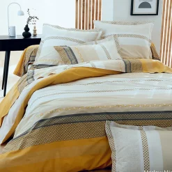 Tradilinge Parure de couette en percale de coton au style ethnique chic (240x220 cm - Jaune)* Parure De Lit