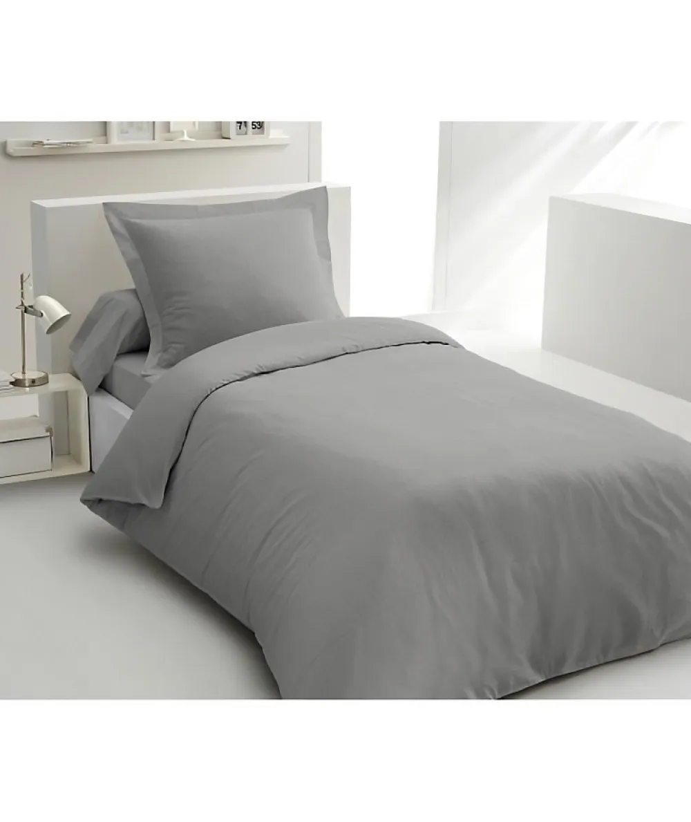 Lovely Home PARURE DE COUETTE - 140x200 cm - 100% COTON - GRIS CLAIR* Parure De Lit