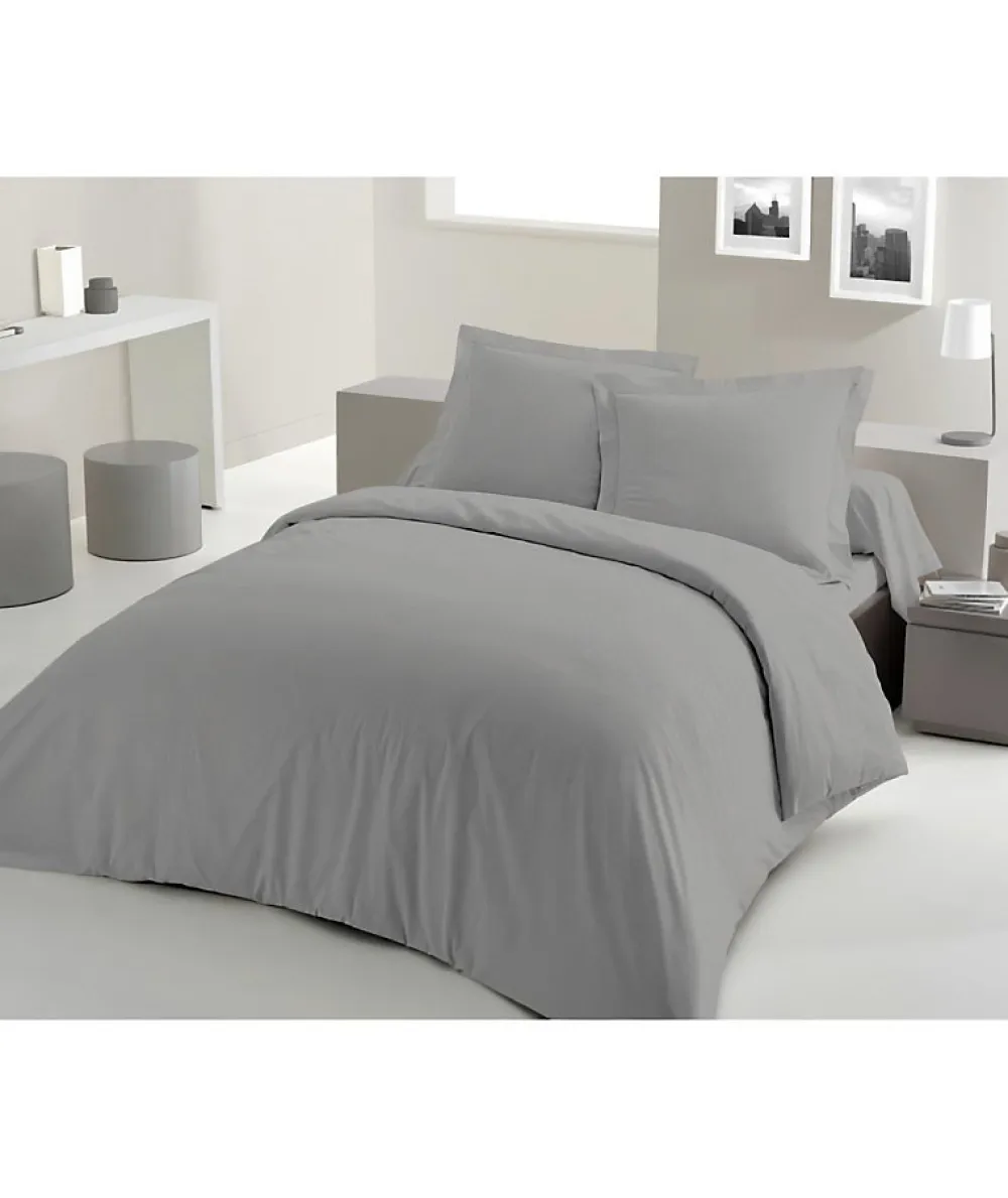 PARURE DE COUETTE - 220x240 cm - 100% COTON - GRIS CLAIR>Lovely Home Discount