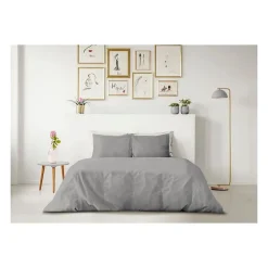 PARURE DE COUETTE - 220x240 cm - 100% COTON - GRIS CLAIR>Lovely Home Discount