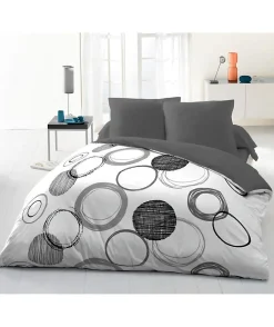 Parure de couette microfibre Audace - 1 housse de couette 220 x 240 cm + 2 taies d'oreiller 63 x 63 cm - Gris clair>Home Linge Passion Best