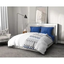 Parure de couette microfibre AMBROISIE - 1 housse de couette 220 x 240 cm + 2 taies d'oreiller 63 x 63 cm - Bleu>Home Linge Passion New